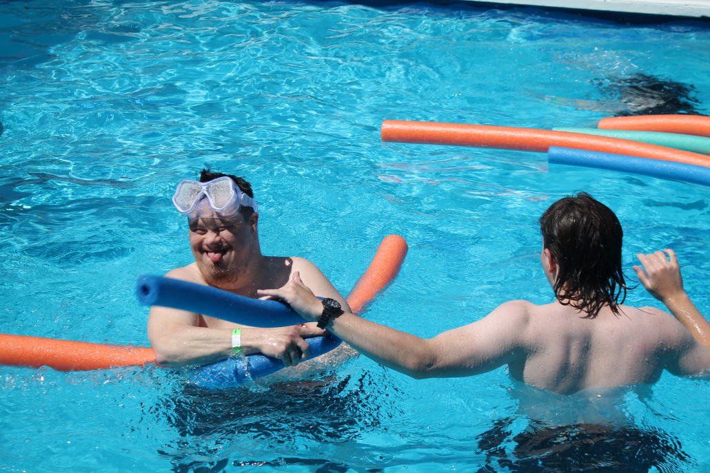 Campers swimming